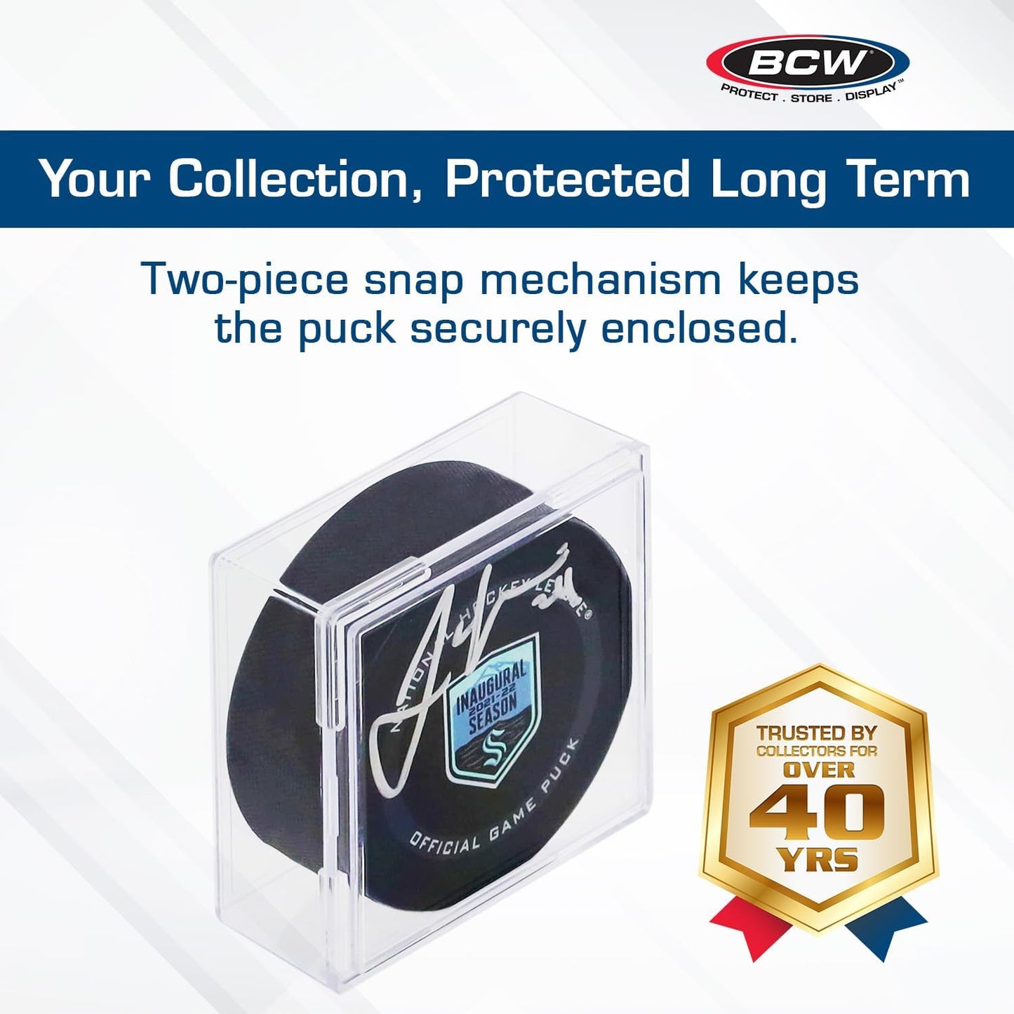 BCW Hockey Puck Display Case Cube Holder 6-Pack, Crystal Clear, Stackable