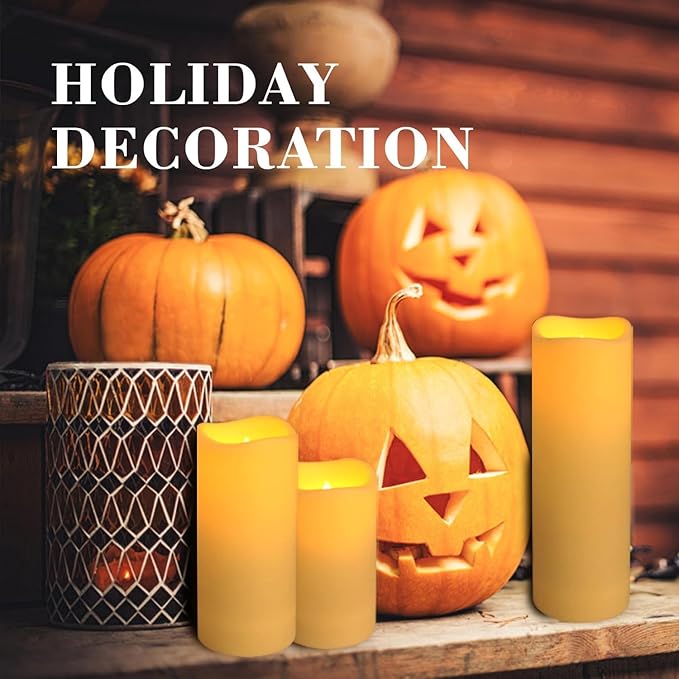 Set of 24 Flameless Led Battery Opeated (D2.2'' x H4''5''6'') Waterproof Outdoor Indoor Candles with 10-Key Remotes and Cycling 24 Hours Timer