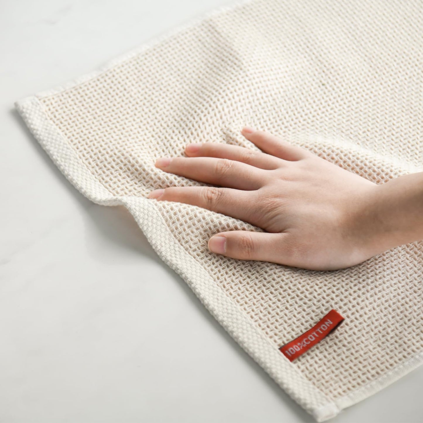 Artoid Mode 100% Cotton Beige Waffle Weave Kitchen Dish Cloths, 12x12 Inch Ultra Soft Absorbent Quick Drying Kitchen Dish Towels Set of 6