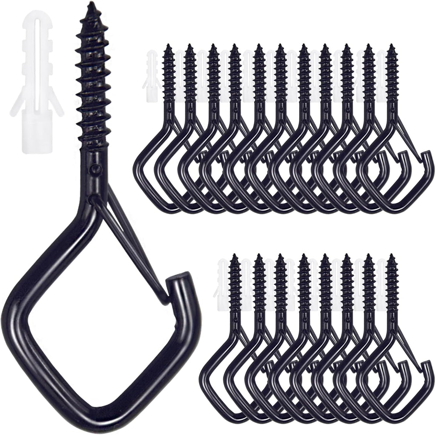 20PCS Eye Screw Hooks for Hanging Heavy Duty with Safety Buckle.Metal Ceiling Hooks for Hanging Plants,Cup,Wind Chime,Bird Feeders,String Lights at Indoor&Outdoor,2.36 Inch(No Drill Bit)