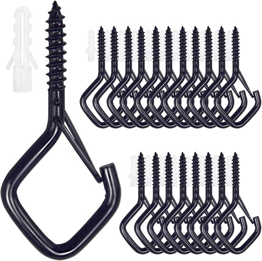 20PCS Eye Screw Hooks for Hanging Heavy Duty with Safety Buckle.Metal Ceiling Hooks for Hanging Plants,Cup,Wind Chime,Bird Feeders,String Lights at Indoor&Outdoor,2.36 Inch(No Drill Bit)