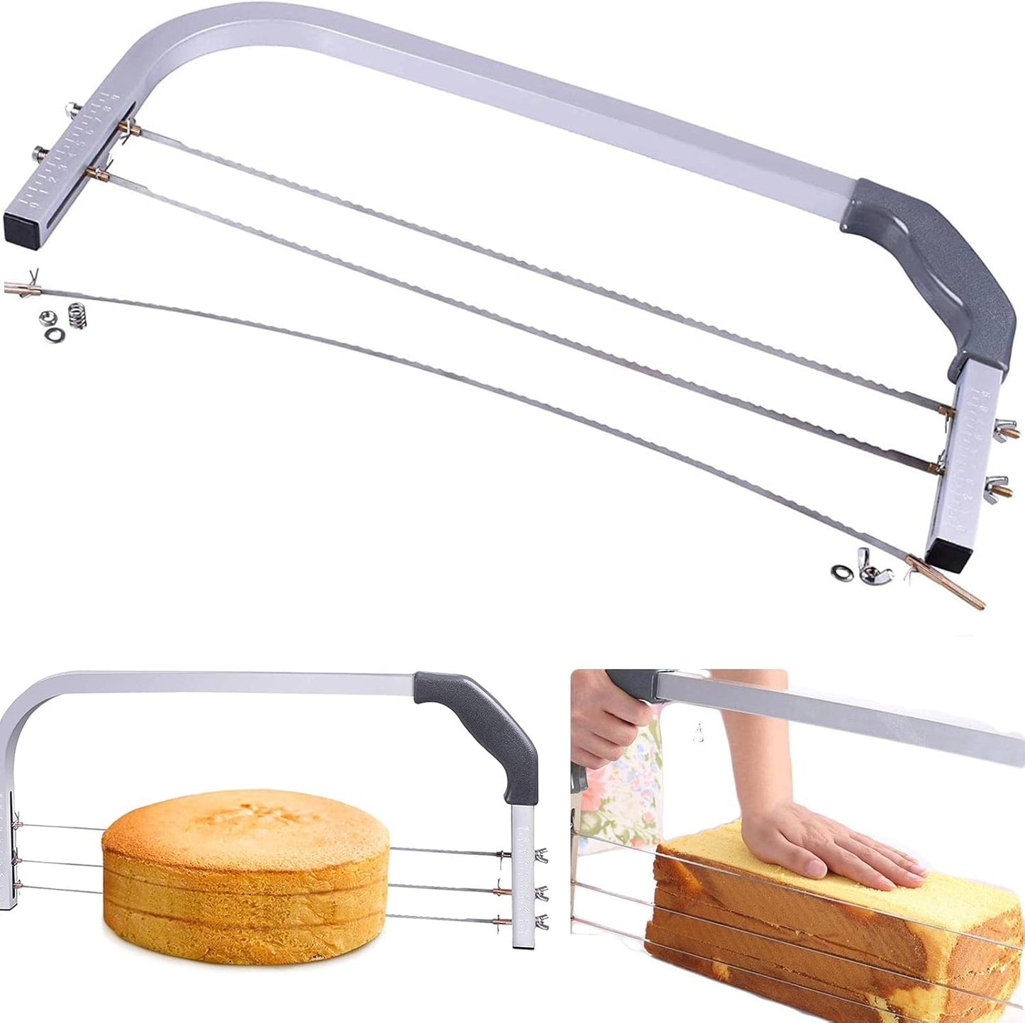 Professional Cake Cutter Slicer Leveler, Commercial 4 Layers Adjustable Stainless Steel Cakes Slice, Large Bread Cutter Toast Cutting Saw, Straight Spatula Baking Level Stratification Birthday Tools