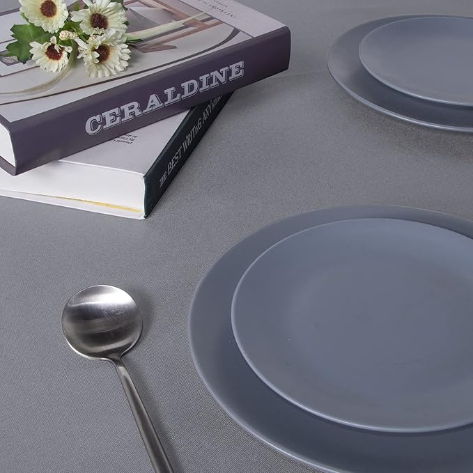 sancua Square Tablecloth - 70 x 70 Inch - Water Resistant Spill Proof Washable Polyester Table Cloth, Decorative Fabric Table Cover for Dining Tables, Buffet Parties and Camping, Light Grey