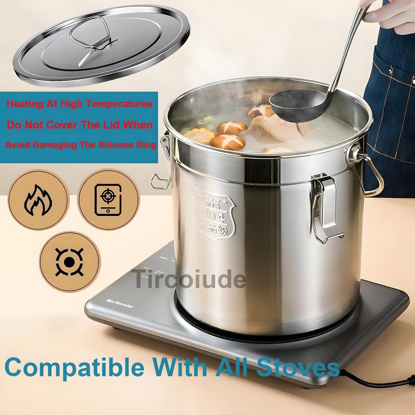 6L 1.5 gal Stainless Steel airtight Canister with Hand Airtight Lid Metal Storage Bucket, 304 Durable Food Storage Containers for Flour, Grain, Oil, Rice, Sugar Cereals Dispenser