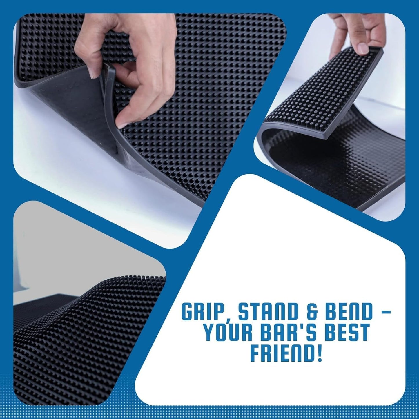 Bar Mat Bundle - Set of 4 | 1-Pack 18"x12", 2-Pack 18"x3"and ,1-Pack12"x6"