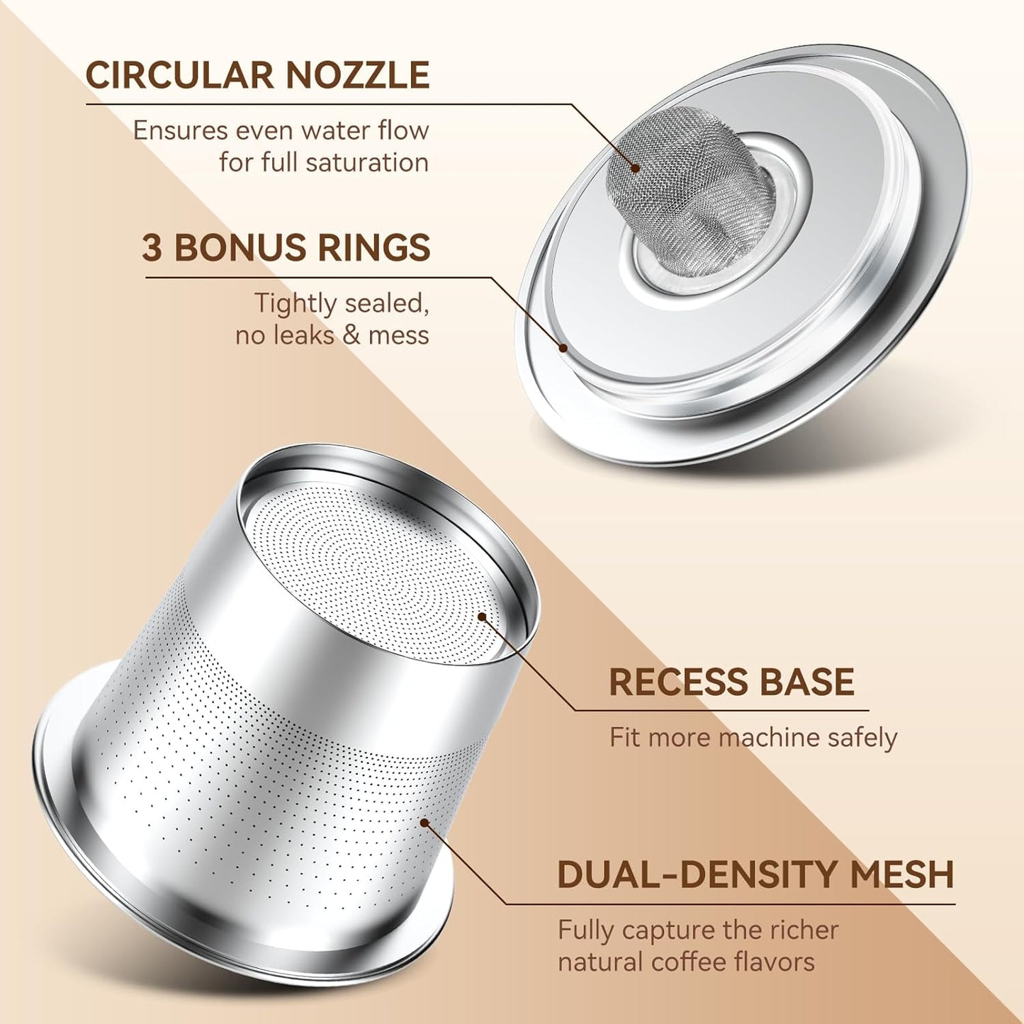 4 Pack Reusable K Cups Coffee Pods for Keurig 1.0: Stainless Steel Refillable K Cup - Reusable Coffee Filter for Keurig 1.0 Coffee Maker, Permanent, Eco-Friendly, Innovative Design