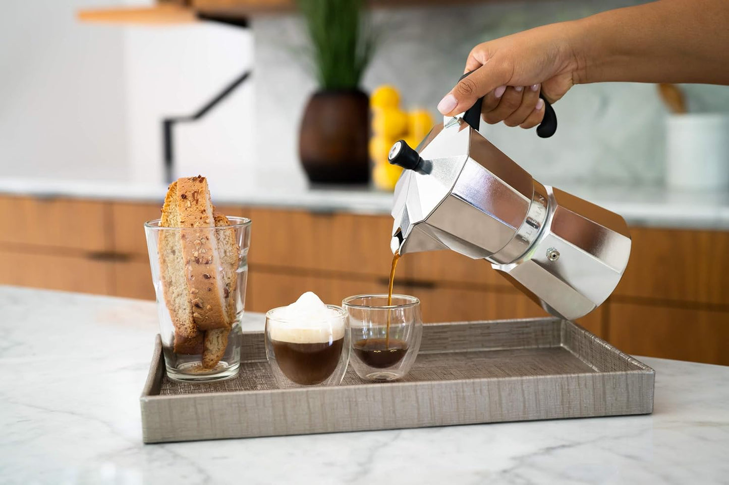 Bellemain Stovetop Espresso Maker | Italian Moka Pot Espresso Maker, Classic Aluminum Design Mocha Pot for Home Brewing & Camping | Easy to Use & Clean - 3-Cup, Silver