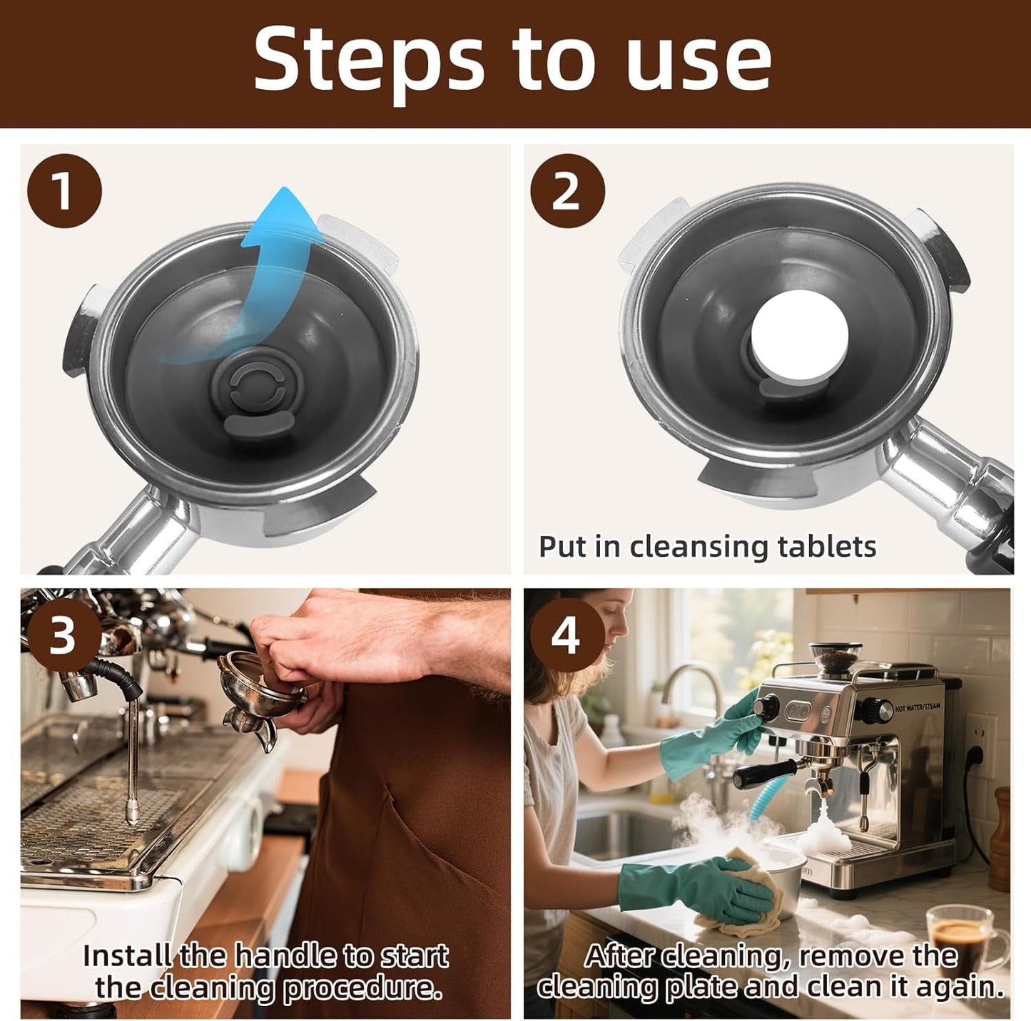 3 Pcs Espresso Backflush Cleaning Disc 54mm Compatible with Breville Espresso Machines, Silicone Cleaning Disc Compatible with BES870XL/878/860/ 880/810/840, for Cafe Restaurant Office Home