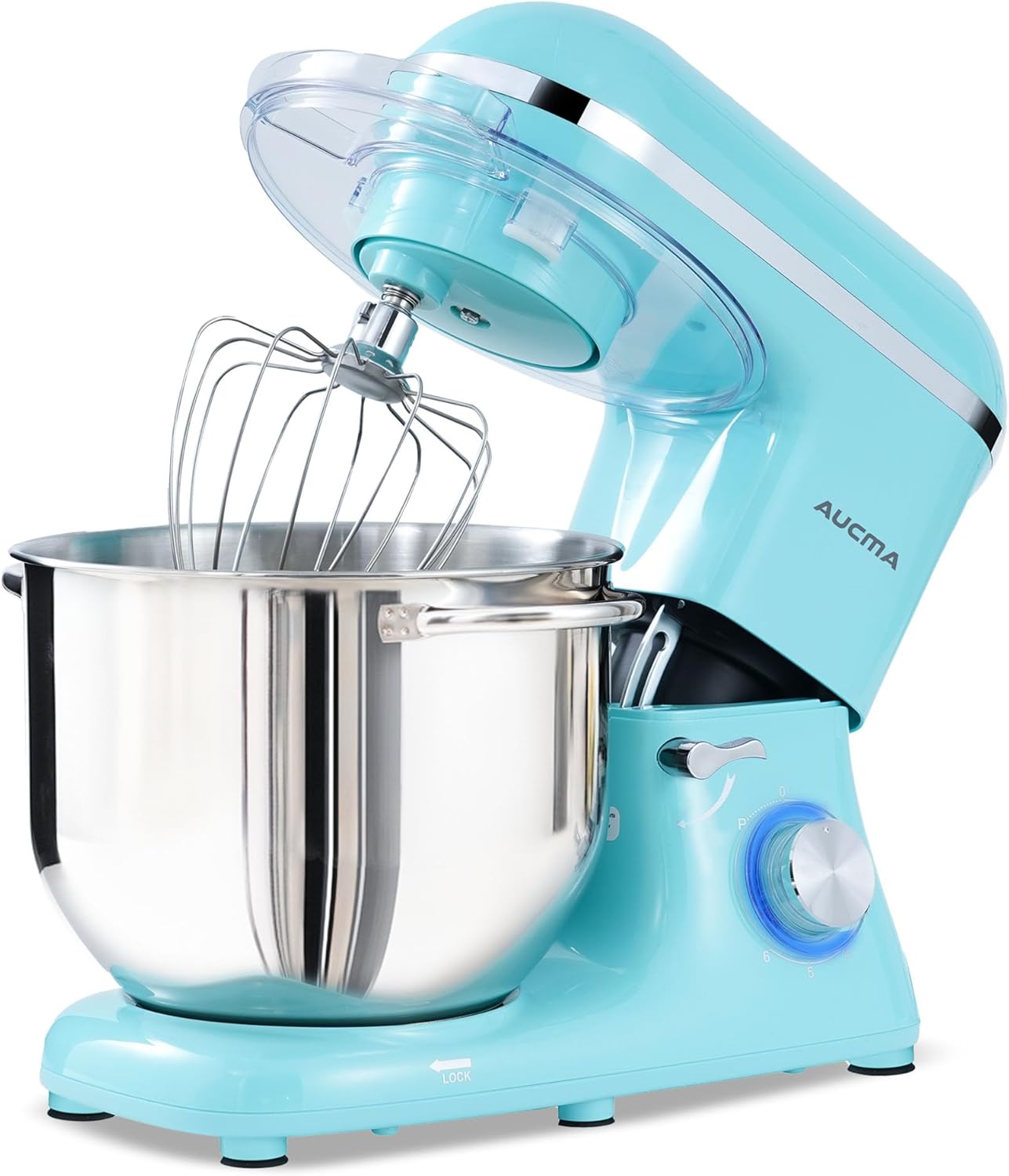 Aucma Stand Mixer, 900W 8QT Large Kitchen Mixer, Kitchen Electric Mixers with Dough Hook, Wire Whip & Beater (Blue, 8QT)