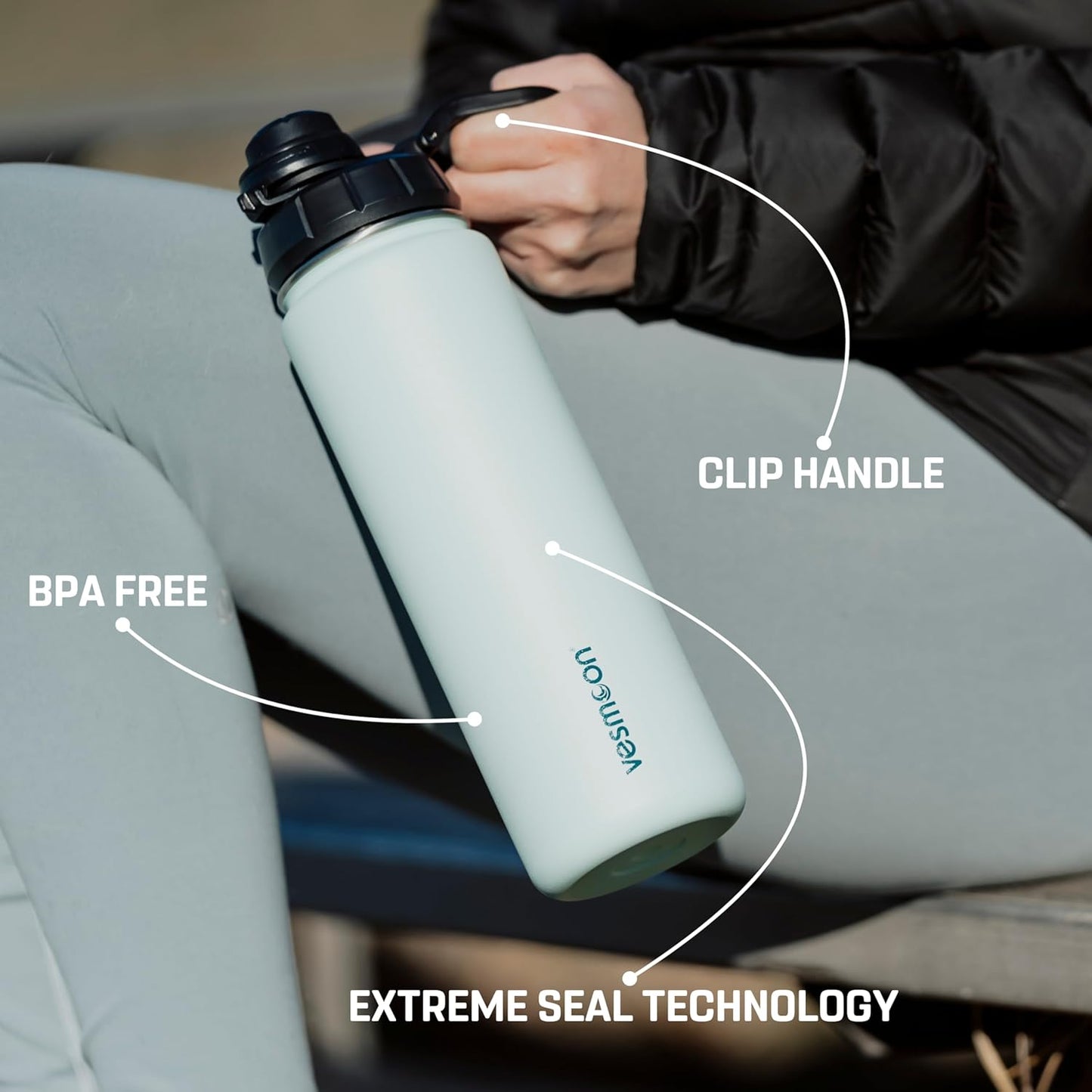 Vessence Tea Infuser Bottle - 24 Oz Insulated Loose Leaf & Fruit Infuser Bottle | Leak Proof with FlowSip Lid