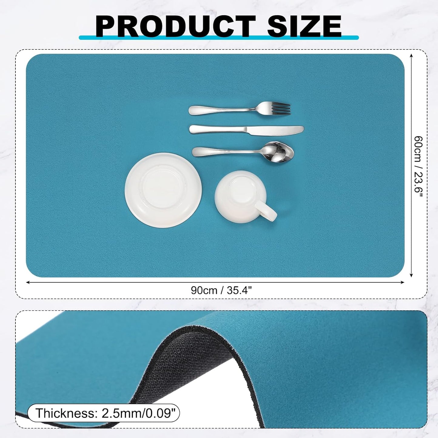 uxcell Silicone Mats for Kitchen Counter, 35.4" x 23.6" Non-Slip Countertop Protector Mat Heat Resistant Coffee Mat Waterproof Table Placemat, Navy Blue