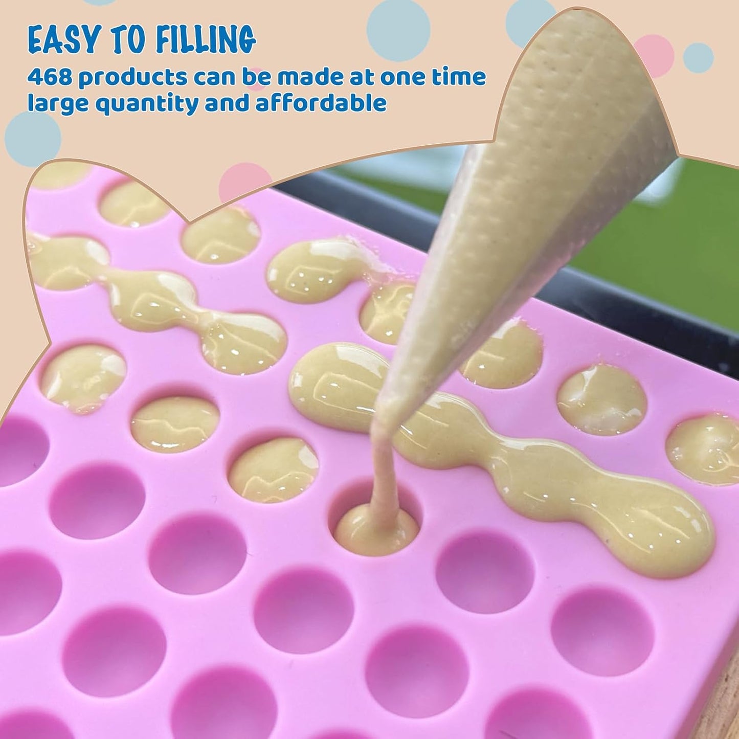 HKNMTT Mini Round Silicone Molds, 936 Cavities Semi Sphere Baking Moulds for Dog Treats Chocolate Chip Candy Gummy Freezer Oven Safe Homemade BPA Free Food Grade 2 PCS 0.02 Oz Cavity