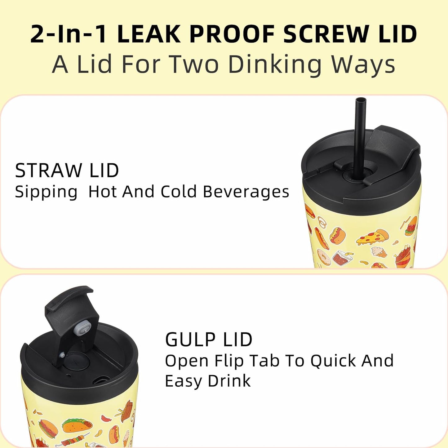 BJPKPK 30oz Tumbler With lid And Straw Stainless Steel Travel Coffee Mug Insulated Tumblers Cups,Yummy