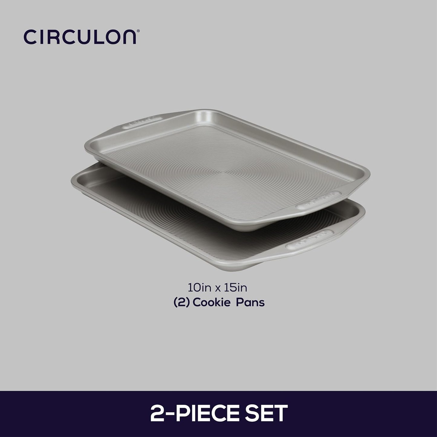 Circulon Total Bakeware Set Nonstick Cookie Baking Sheets, 2 Piece, Gray