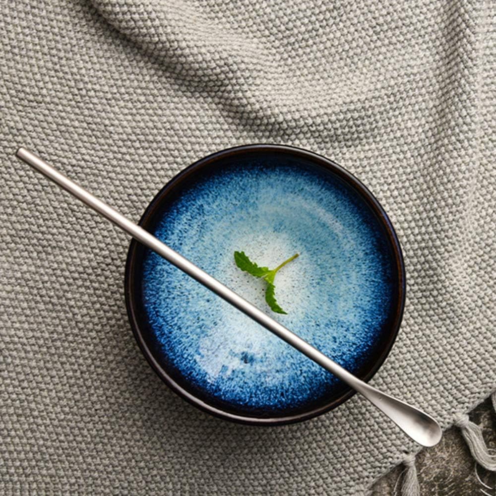 Delove Long Stainless Steel Cocktail Stirrers Stir Cocktail Drink Swizzle Stick Beverage Coffee Mixing Stirring Spoon- Tiny Salt Condiment Spoon (10.3-inch)