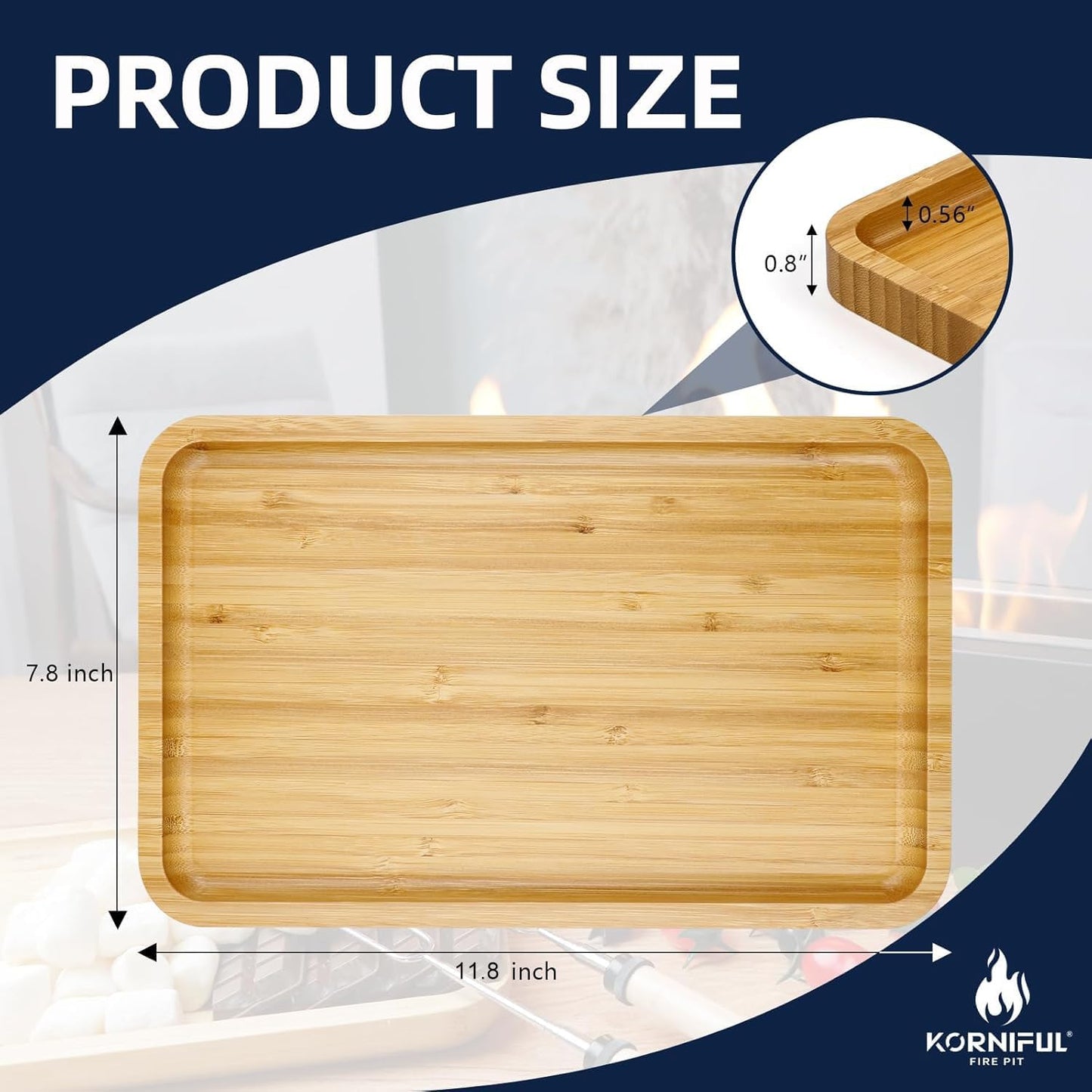 Bamboo Serving Tray 2 Pack – Trays for Serving Food in Bed Couch Kitchen or Patio – Rectangular Wooden Platters for Meals Snacks or Decor – TV Trays Set for Dinner or Party or Tabletop Fire Pit