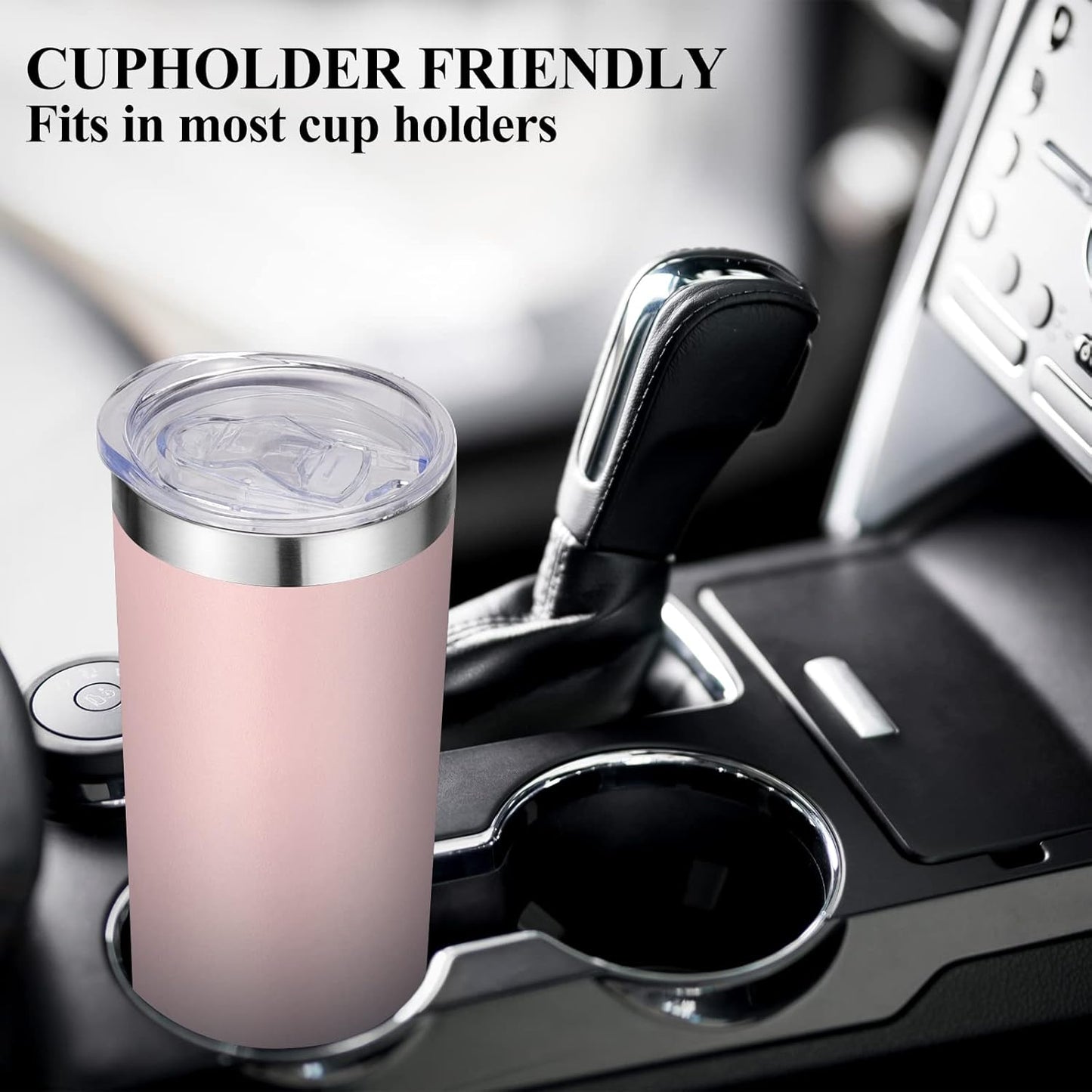 VEGOND Stainless Steel Tumblers Bulk 6 Pack, 20 oz Vacuum Insulated Skinny Tumblers with Lid and Straw, Double Wall Coffee Mug, Travel Water Cup, Light Pink