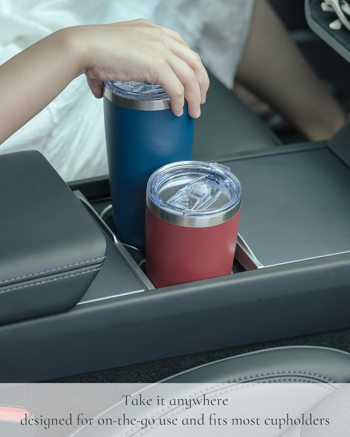 Travel Coffee Tumbler 20oz, Leakproof Travel Coffee Mug with Lid and Straw, Stainless Steel Double Wall Vacuum Insulated Tumbler for Hot/Iced Drinks (Textured Matte, Soft Pink-Mint Green Fade)