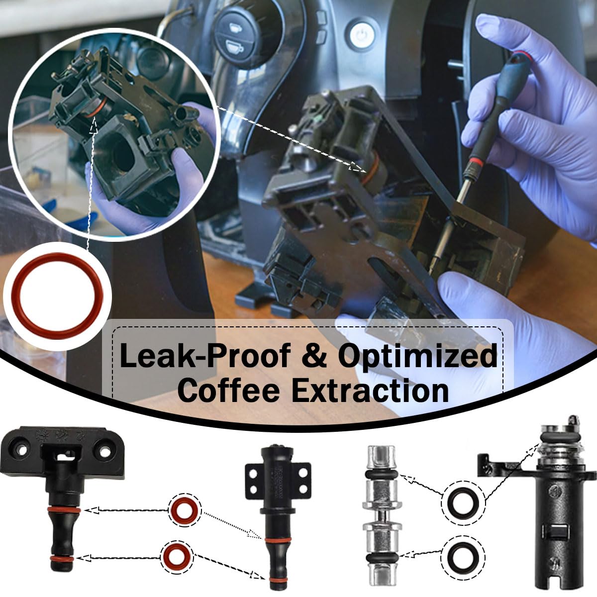 60Pcs Coffee Machine O Loop Seal Kit, Silicone O-Ring Seal Replacement Parts, Watertight O Ring Seal Washer Gaskets for Espresso Machine Different Sizes