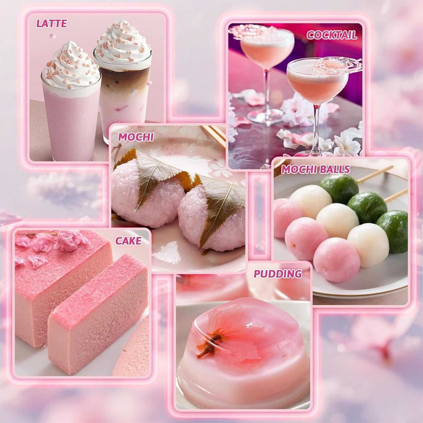 Cherry Blossom Powder - 8oz No Additive Sakura Powder for Baking, 100% Spring Season Cherry Blossom, Pink Color Natural Food Coloring, Perfect for Latte, Smoothies, Drinks - Vegan, Gluten Free