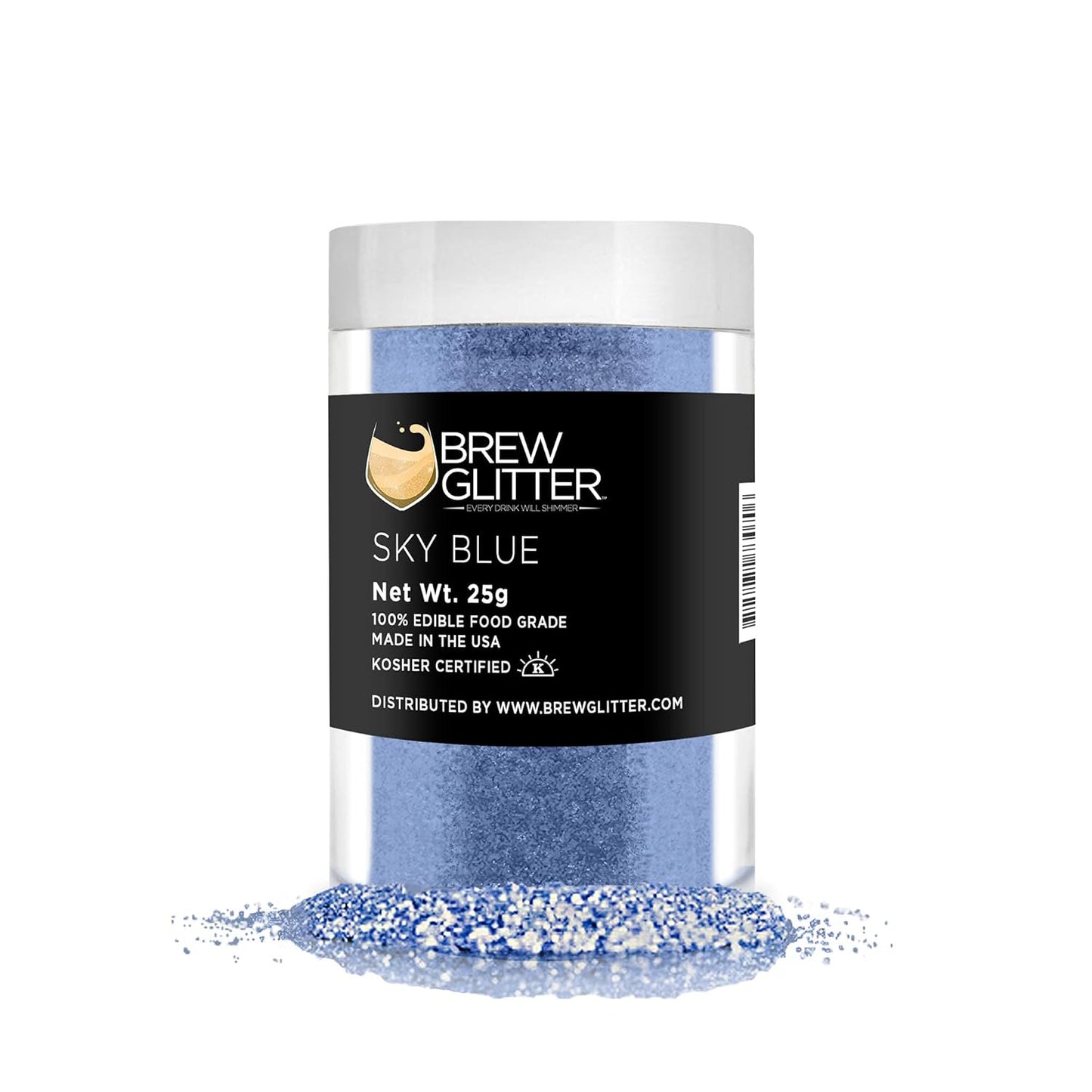 Sky Blue BREW GLITTER Edible Glitter For Drinks, Cocktails, Beer, Garnish Glitter & Beverages | KOSHER & HALAL Certified | 100% Edible & Food Grade | Vegan, Gluten, Nut Free (25g, Sky Blue)