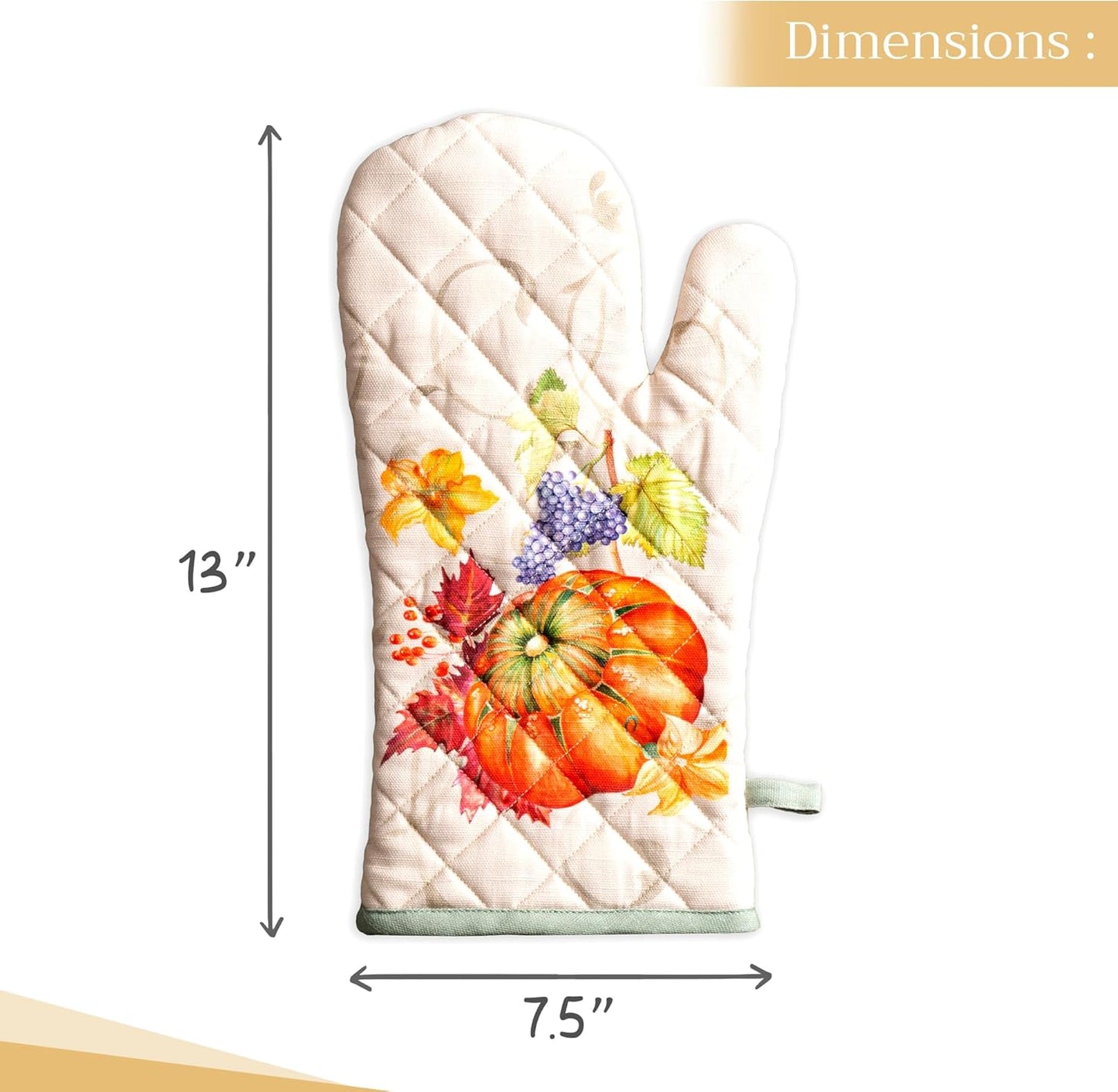 Maison d' Hermine Oven Gloves 100% Cotton Oven Mitt 7" x 13" with Loop Heat Resistant, BBQ, Cooking Gloves, Baking, Grilling, Kitchen, Handling Hot Pans (Pack of 1, Lumina)