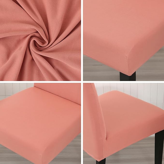 JQinHome Terra Cotta Chair Covers for Dining Room Set of 8, High Stretch Removable Washable Parsons Chair Slipcover for Home Party Hotel Wedding Ceremony (8PCS, Terra Cotta)