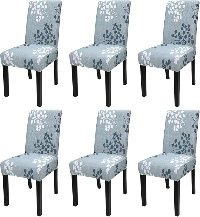 JQinHome Pattern Chair Covers for Dining Room Set of 6, High Stretch Removable Washable Parsons Chair Slipcover for Home Party Hotel Wedding Ceremony (Flower,6PCS)