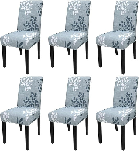 JQinHome Pattern Chair Covers for Dining Room Set of 6, High Stretch Removable Washable Parsons Chair Slipcover for Home Party Hotel Wedding Ceremony (Flower,6PCS)