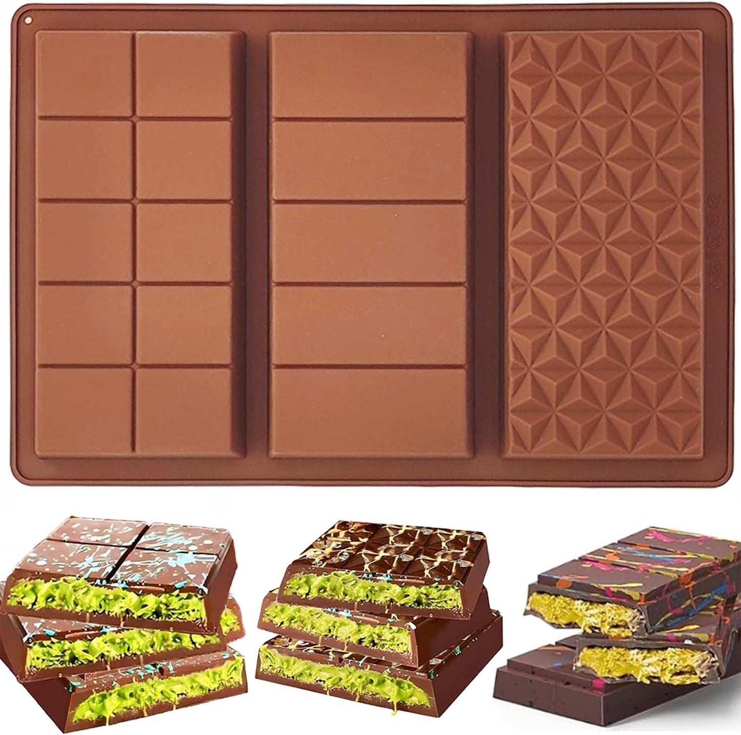 Chocolate Bar Mold, Food Grade Deep Large Silicone Chocolate Molds for Dubai Chocolate Bar Pistachio Chocolate Stuffed Bar Candy Knafeh Kit