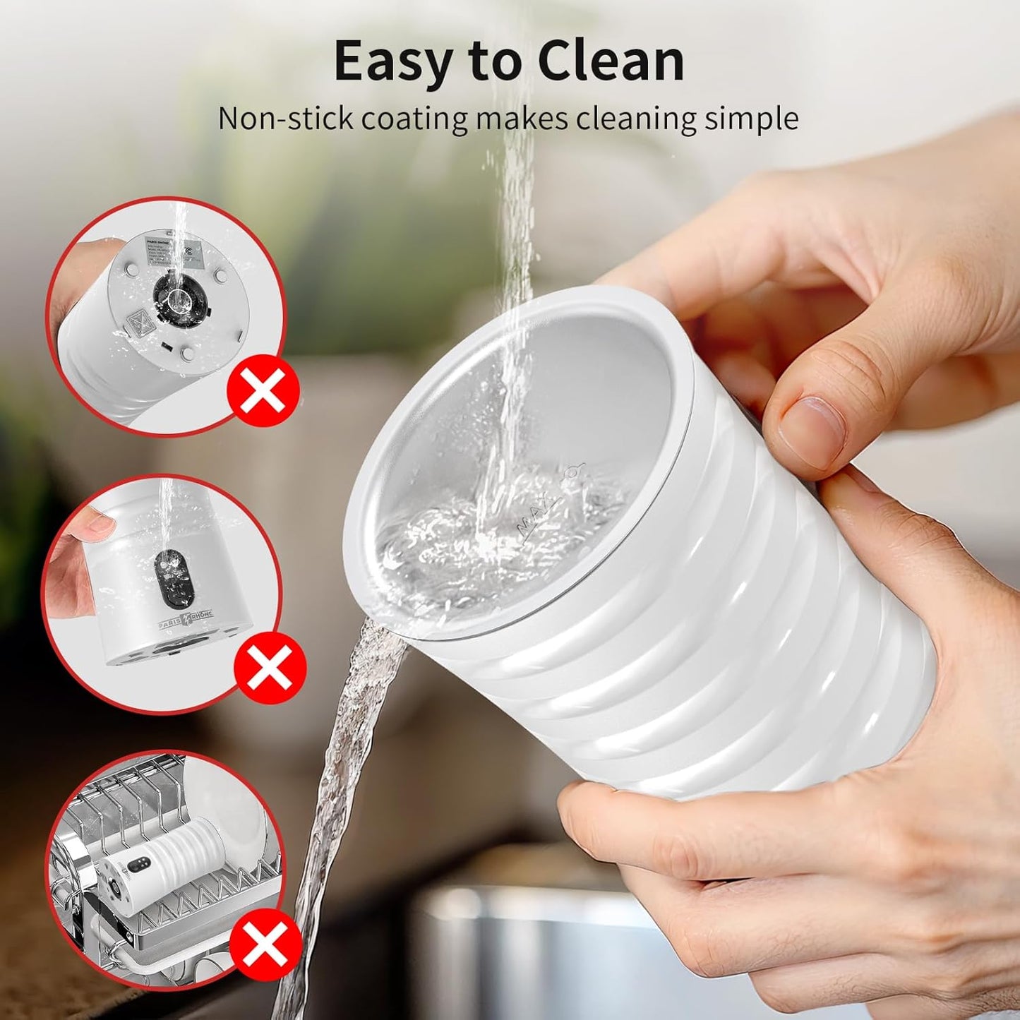 Paris Rhône Milk Frother, 4-in-1 Milk Steamer and Frother, Hot & Cold Foam Milk Warmer with Temperature Control, Auto Shut-Off Frothers for Coffee, Latte, Cappuccino, Macchiato