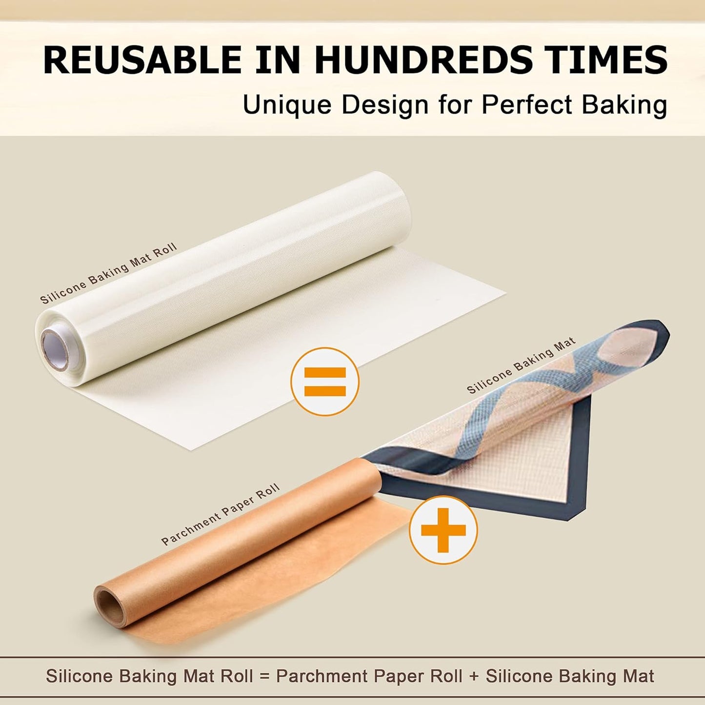 Silicone Baking Mat Roll - Best German Silicone - Non-slip Silicone Pastry Mat, Non-Stick Reusable Air Fryer Linner, Counter Mat, Oven Liner, Freeze Dryer Mat - 12IN x 10.7FT