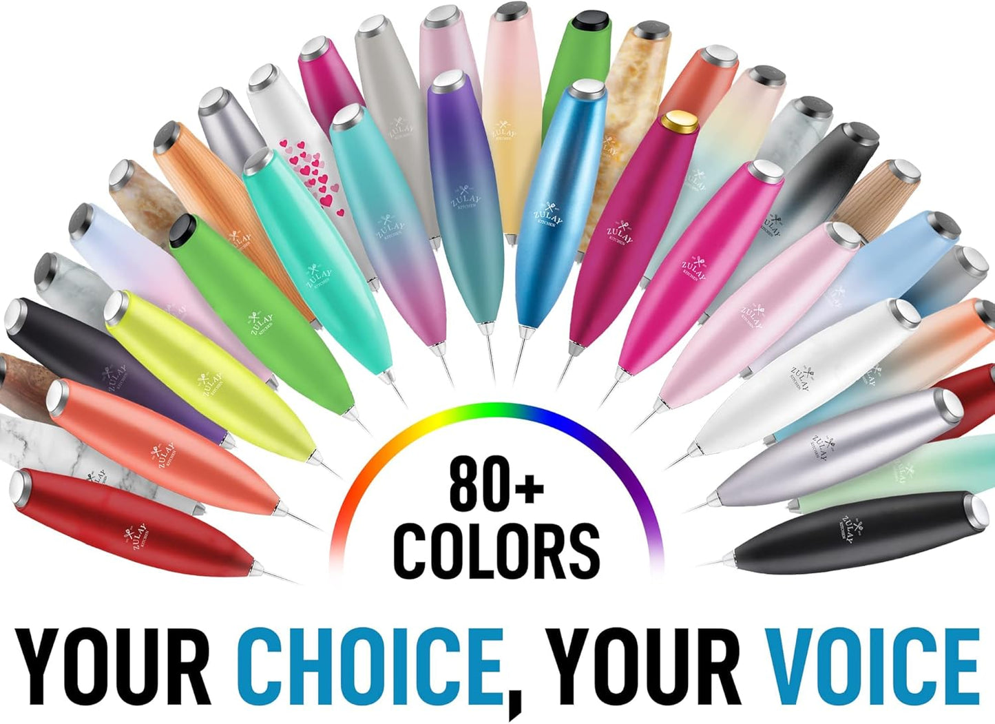 Zulay Kitchen Powerful Milk Frother Wand - Ultra Fast Handheld Drink Mixer - Electric Whisk Foam Maker for Coffee, Lattes, Cappuccino, Matcha & Creamer