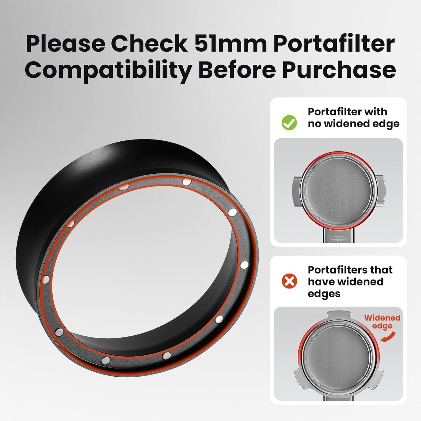 MHW-3BOMBER 51mm Espresso Dosing Funnel & Puck Screen Set, Magnetic Dosing Rring & Reusable Filter kit Compatible with 51mm Bottomless Portafilter, Coffee Dosing Ring with Eppresso Puck DR7015-OS