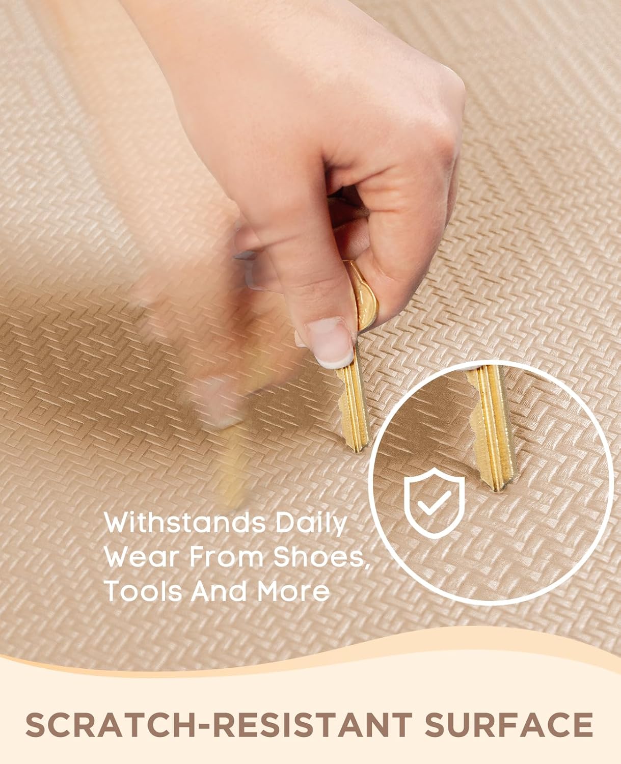 Ophanie Kitchen Mats for Floor, 3/4 Inch Thick Kitchen Rugs, 20''x39'' Anti Fatigue Standing Cushioned Mat, Waterproof,Comfort Ergonomic Mat for Office, Home, Sink, Beige Non-Slip Bottom