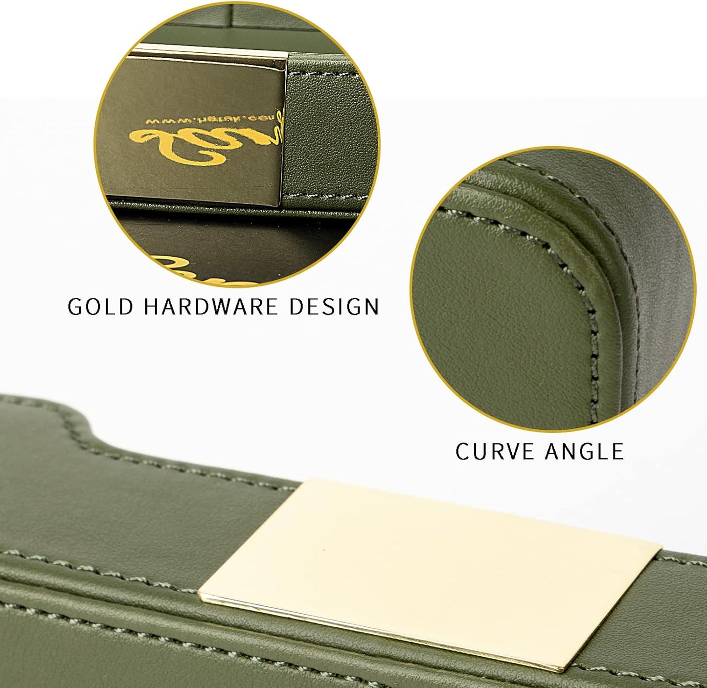 SANZIE Luxury Leather Tray Desktop Storage Catchall Organizer Decorative Tray for Entryway Table to Hold Jewelry Watch Keys Phone Wallet (Metal Glided, Dusty Green)