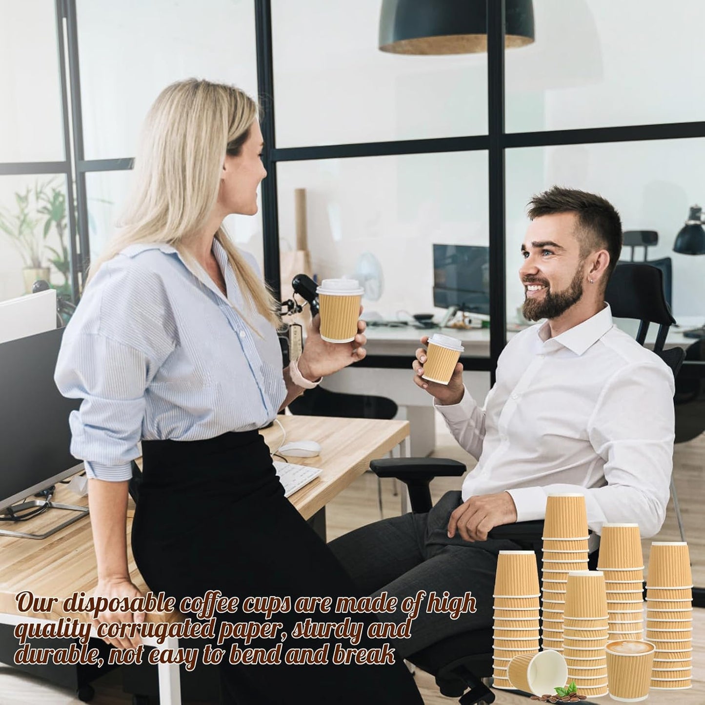 200 Pcs 4oz Paper Espresso Cups Ripple Wall Hot Cups For Coffee Disposable Coffee Cup Paper Hot/Cold Drinking Cups for Party, Picnic, Travel and Events