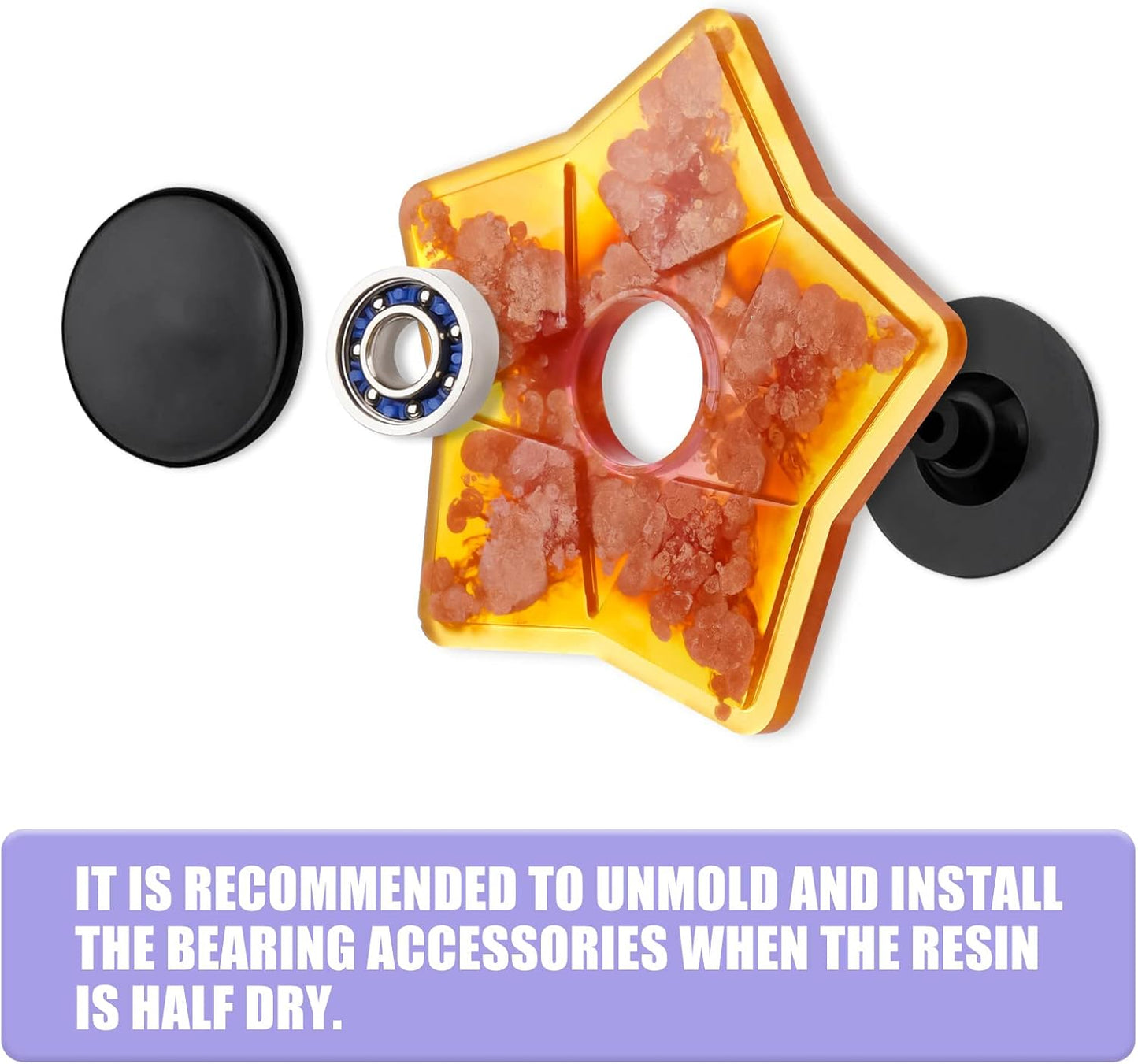 NiArt Fidget Finger Spinner DIY Epoxy Resin Casting Silicone Mold Kit 5 Molds with 10 Bearings Set, Stress Reliever Hand Fidget Toy Gift for Kids and Adults Art Crafts Home Decorations Jewelry (Set B)