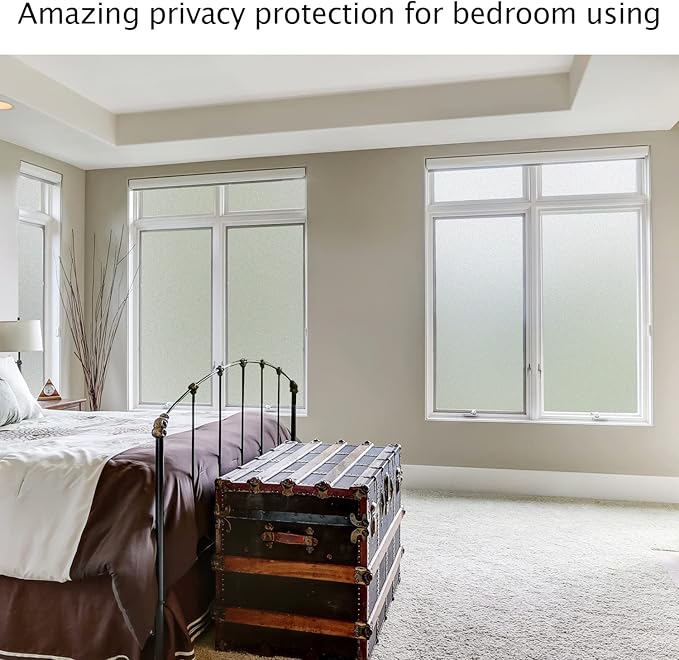 HIDBEA Frosted Window Privacy Film Heat Control UV Blocking, Static Cling Non-Adhesive Reusable Door coverings for Bathroom Home Office (Frosted 23.6 Inch x 9.8 Feet)