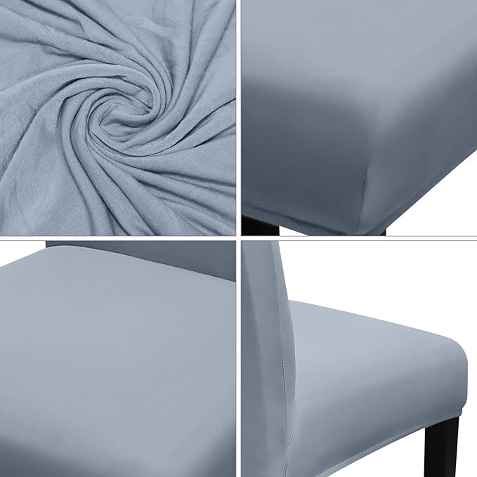 JQinHome 6 Pcs Dining Chair Slipcover,High Stretch Removable Washable Chair Seat Protector Cover for Home Party Hotel Wedding Ceremony(Light Grey)