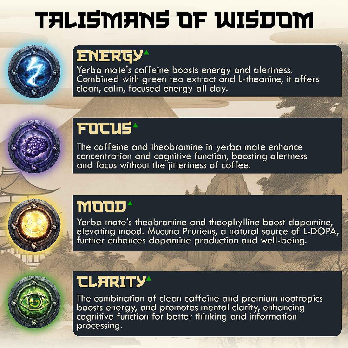 Yerba Mate Brain Tea Powder for Men - Daily Nootropic Drink for Clean Energy, Focus & Mood Support | Powered by Citicoline, L-Theanine, L-Tyrosine & Lion’s Mane | Wisdom Tea - Sweet Tea - 30 Servings