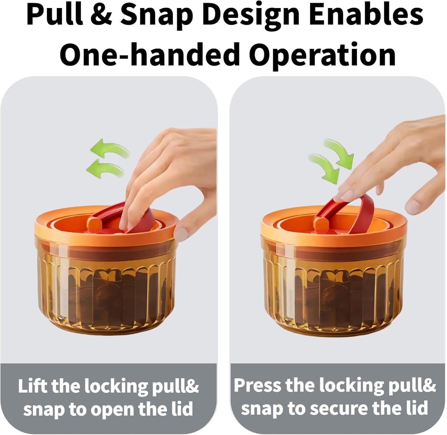 Plastic Small Airtight Container Set Food Storage Containers with Lids BPA Free Coffee Canisters for Beans Sugar Spice Snack Stackable Dishwasher Safe patented Pull Snap Lock Sealed Design 10/17/24oz