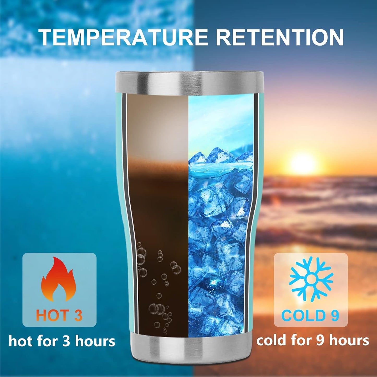 DOMICARE 20oz Tumbler with Lid Stainless Steel Tumblers Bulk, Double Wall Vacuum Insulated Coffee Travel Mug Powder Coated Tumbler, Light Blue