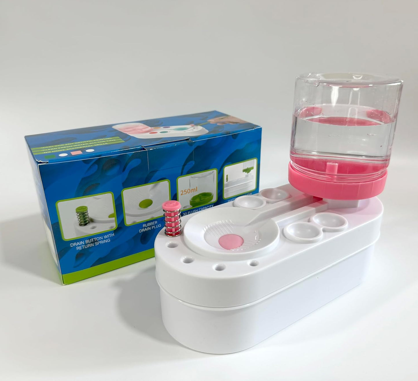 2025 Upgraded Paint Brush Cleaner Tool Brush Rinser, Watercolor/Oil-Based Paintbrush Cleaners, Painting Station Flush My Brush, Gift for Artist Kids Adults and Girls, Pre-Assembled(Pink)