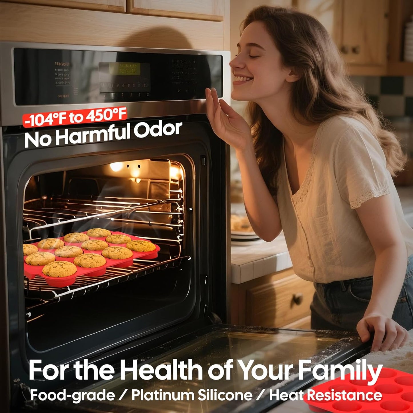 Silicone Muffin Pan for Baking - Nonstick Cupcake Pan, 12 Cups Easy Release & Clean, Dishwasher Safe Muffin Tray for Homemade Muffins, Cupcakes.