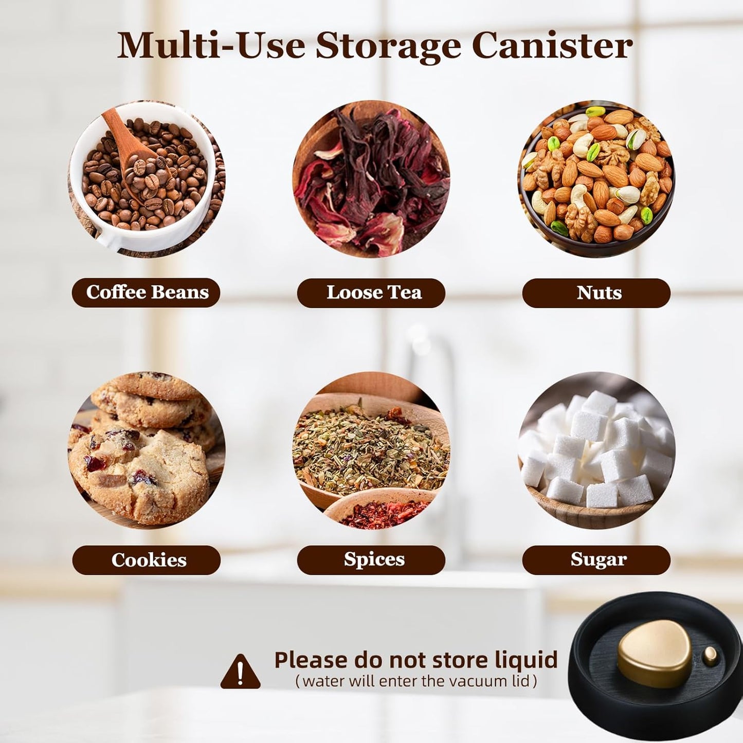 Vacuum Glass Jar with Airtight Lid,61floz/1800ml Borosilicate Glass Coffee Canister Container,Perfect for Coffee Beans & Grounds,Loose Leaf Tea,Candy,Sugar,Nuts,Spices