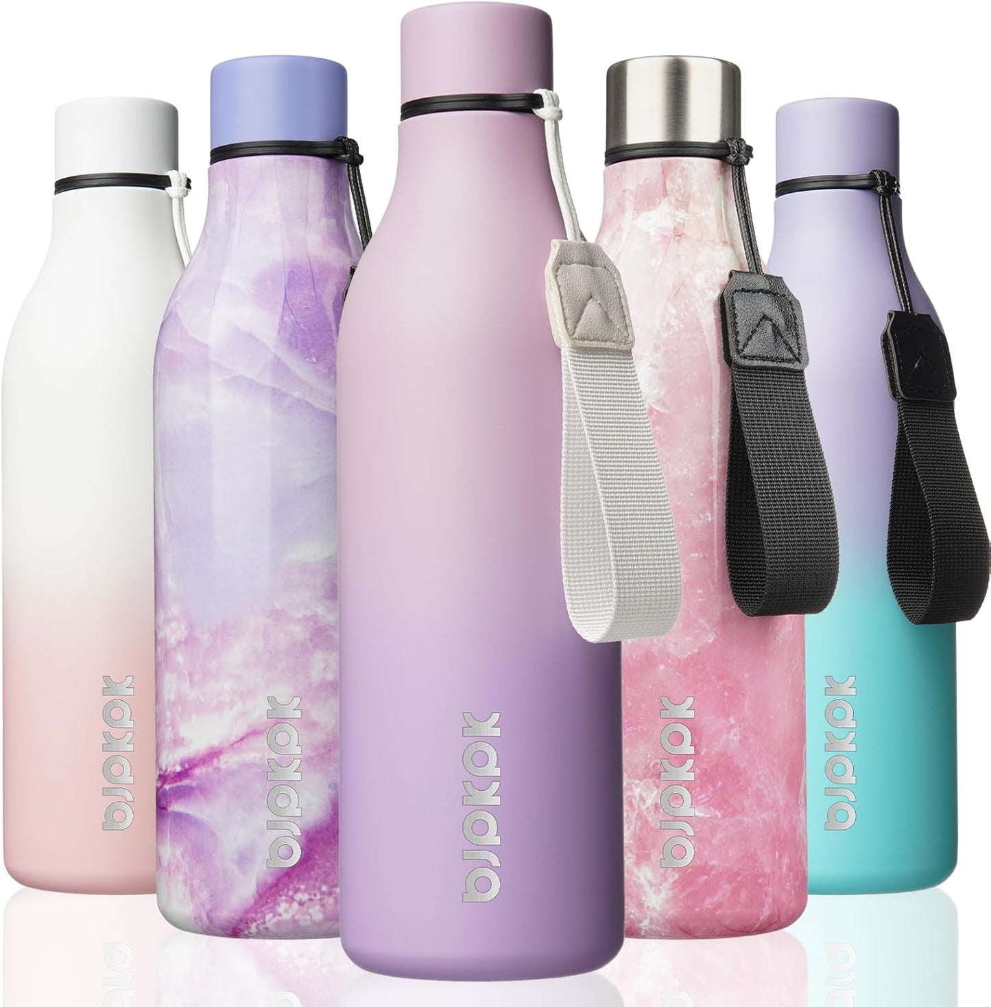 BJPKPK Insulated Water Bottles, 25 oz Stainless Steel Metal Water Bottle with Strap, BPA Free Leak Proof Thermos, Mugs, Flasks, Reusable Water Bottle for Sports & Travel, Dreamy Purple