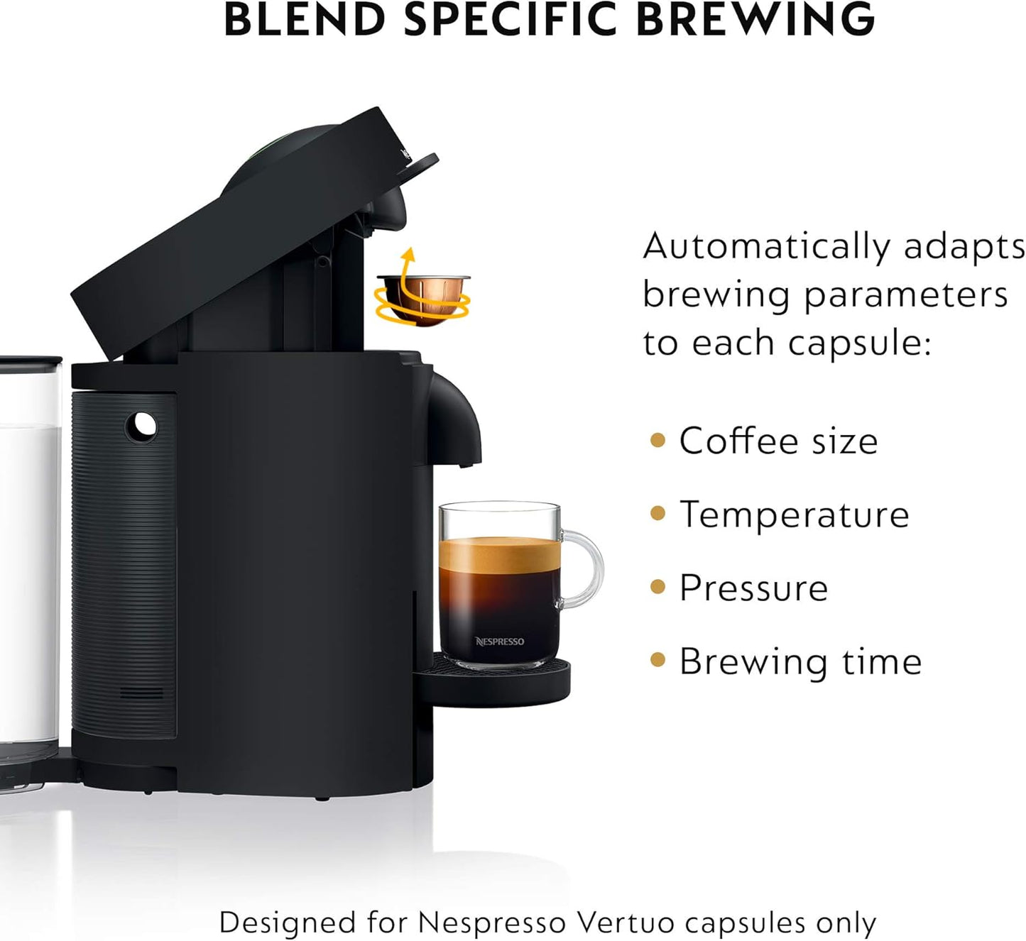 Nespresso Vertuo Plus Deluxe Coffee and Espresso Maker by De'Longhi, Matte Black with Aeroccino Milk Frother