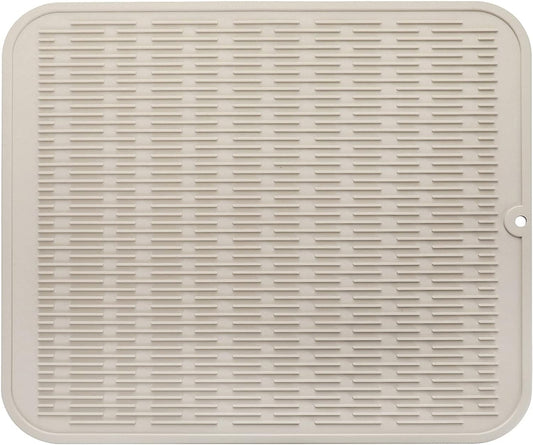 Silicone Dish Drying Mat for Multiple Usage,Easy clean,Eco-friendly,Heat-resistant Silicone Mat for Kitchen Counter or Sink,Refrigerator or Drawer Liner Tapioca XL 18 inches x 16 inches