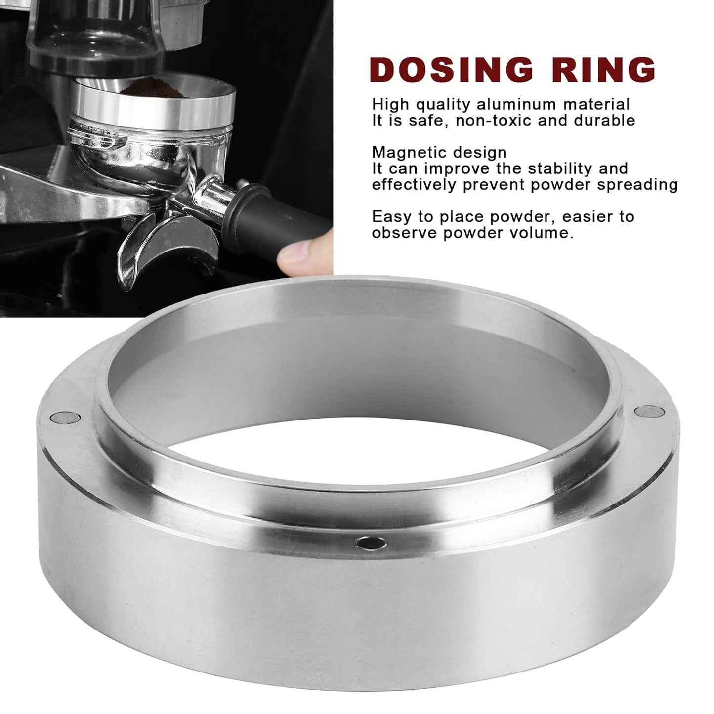 51mm Dosing Funnel, Zinc Alloy Coffee Dosing Funnel Ring,Magnetic Espresso for Coffee Machine,Silver